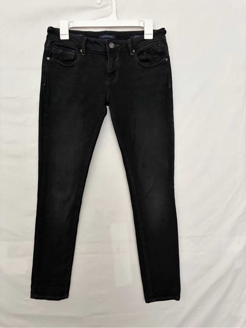 Vigoss Womens 27 The New York Skinny Faded Black Flap Pocket Jeans 27x31(A980)
